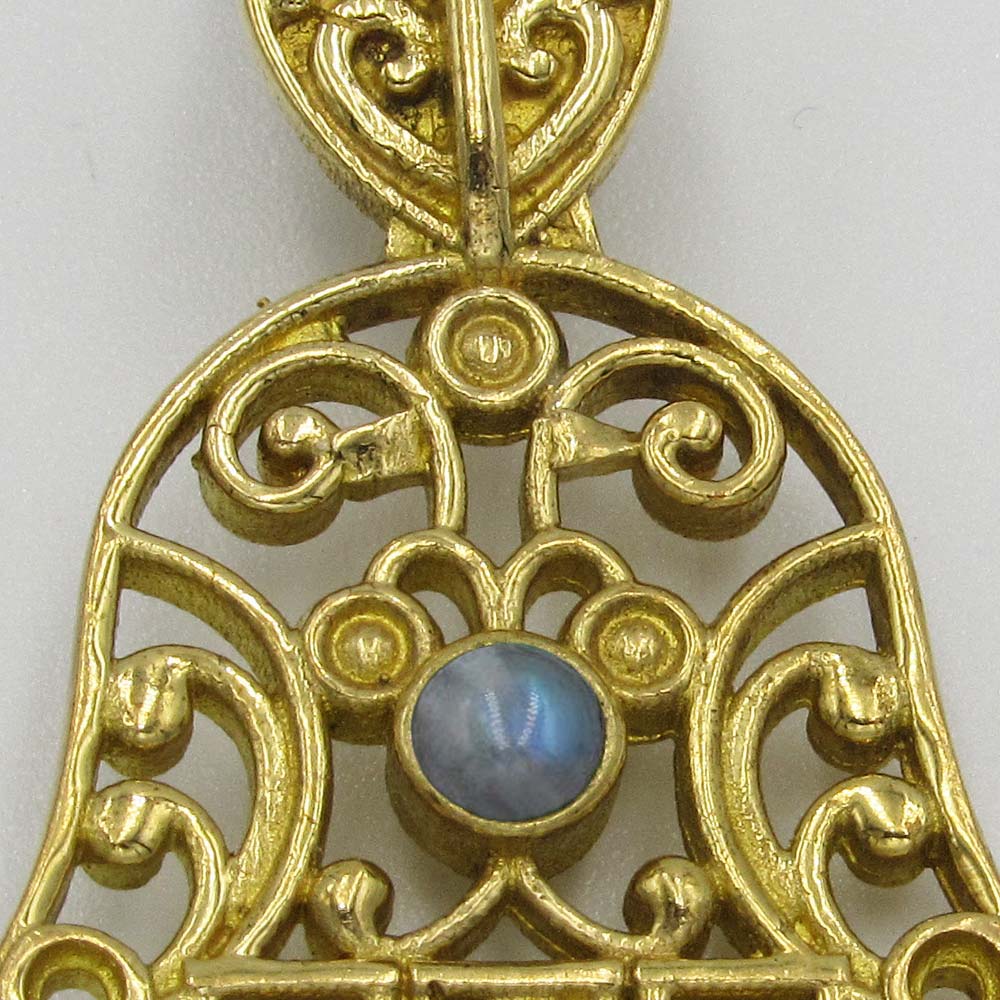 Hand Pendant with Grey Bead - Brass Plated