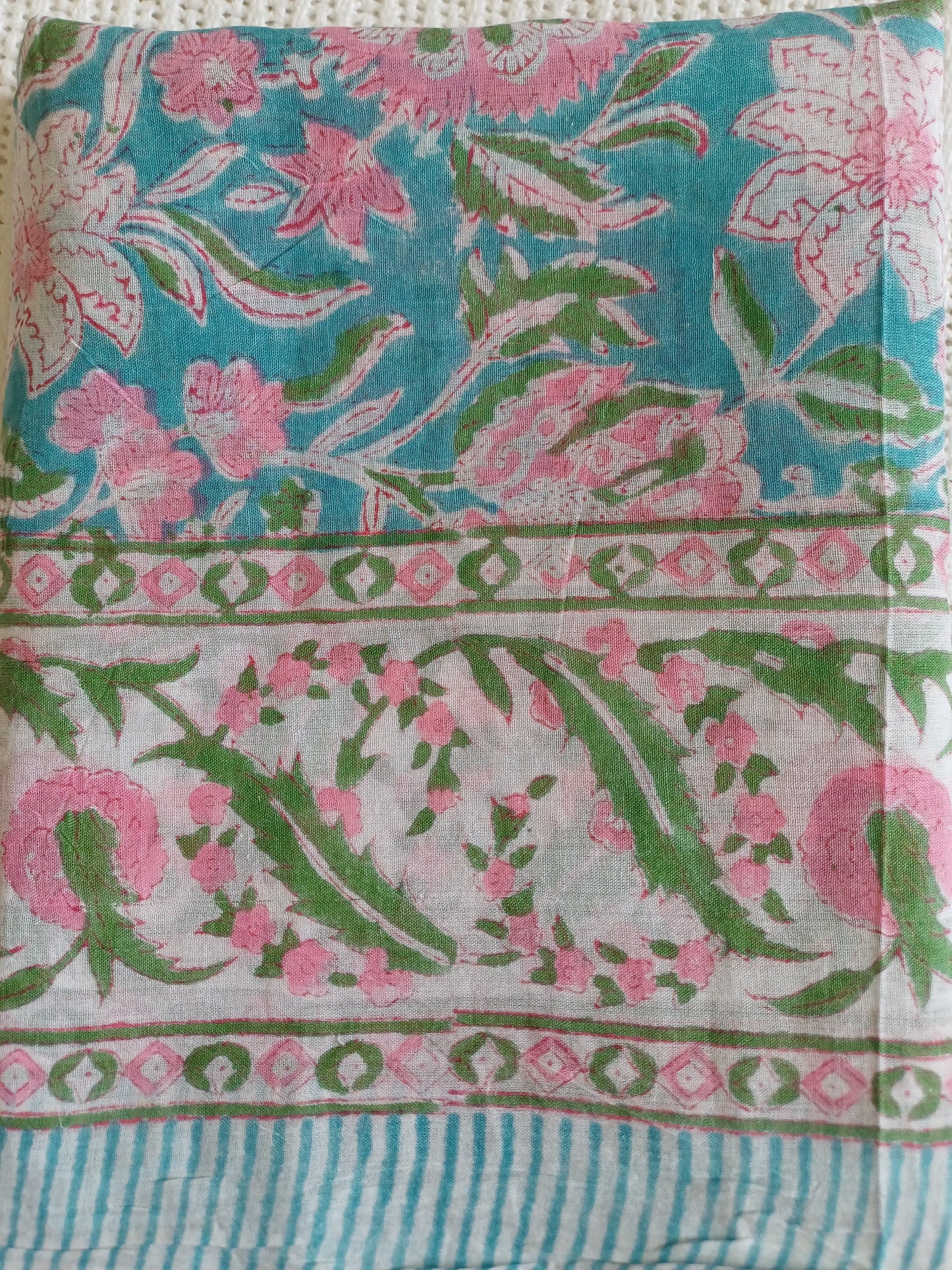 Cotton Scarf Pink Turquoise Floral