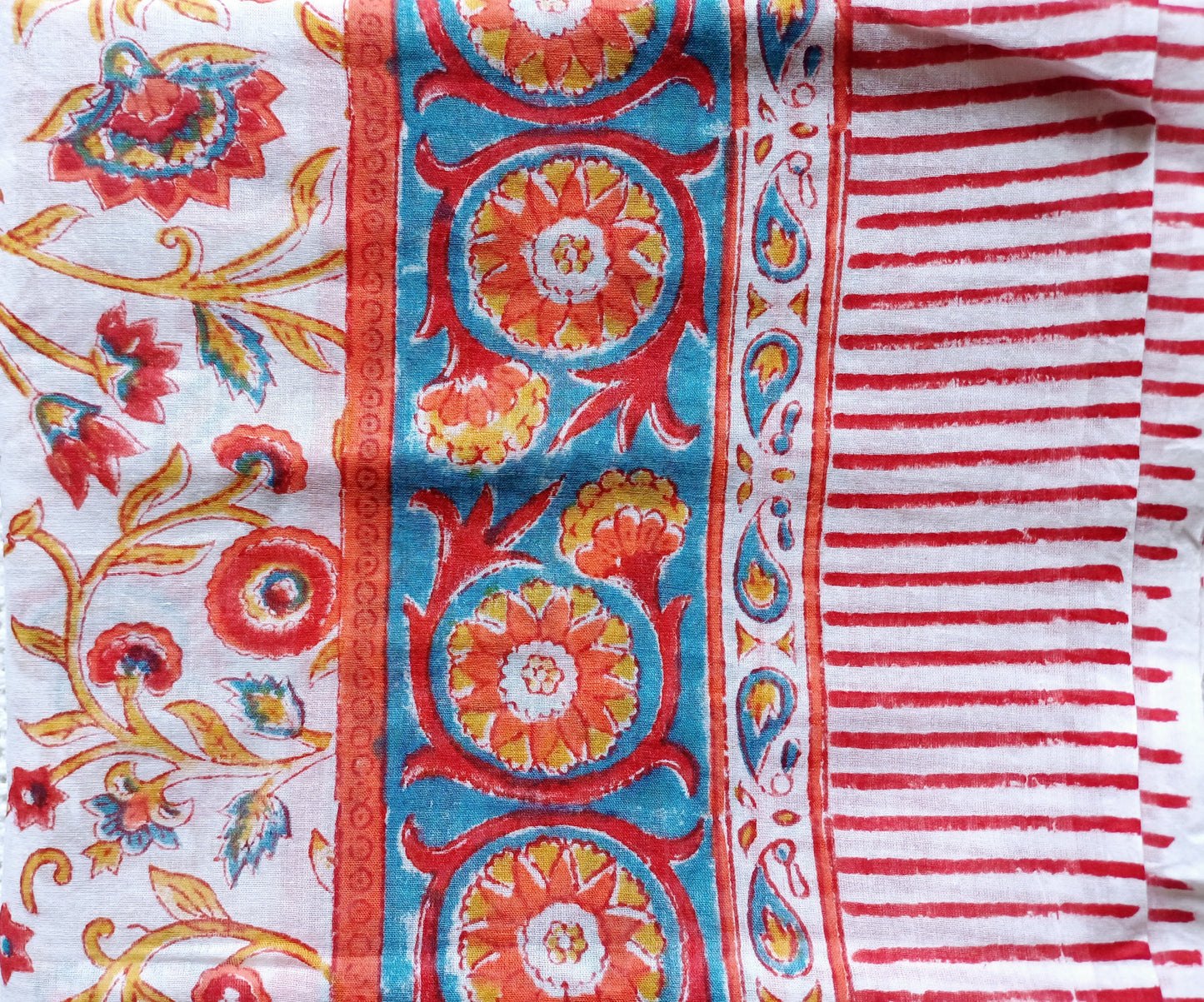 Cotton Scarf Red Orange Floral