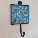 Ceramic :Tile Hook 4 x 4/Blue Floral