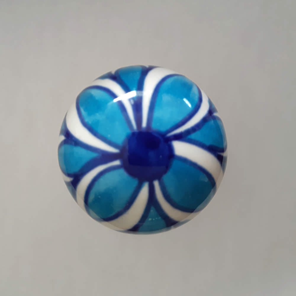 Wine Stopper - Blue Turquoise Flower