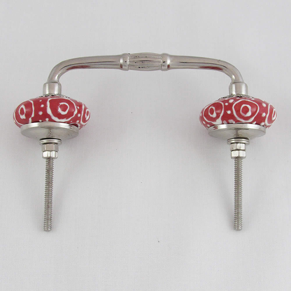 Ceramic Handles in Silver - Double Pink