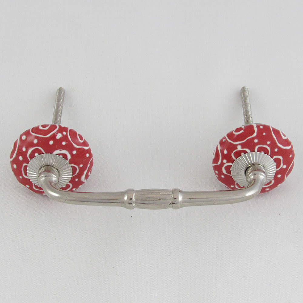 Ceramic Handles in Silver - Double Pink