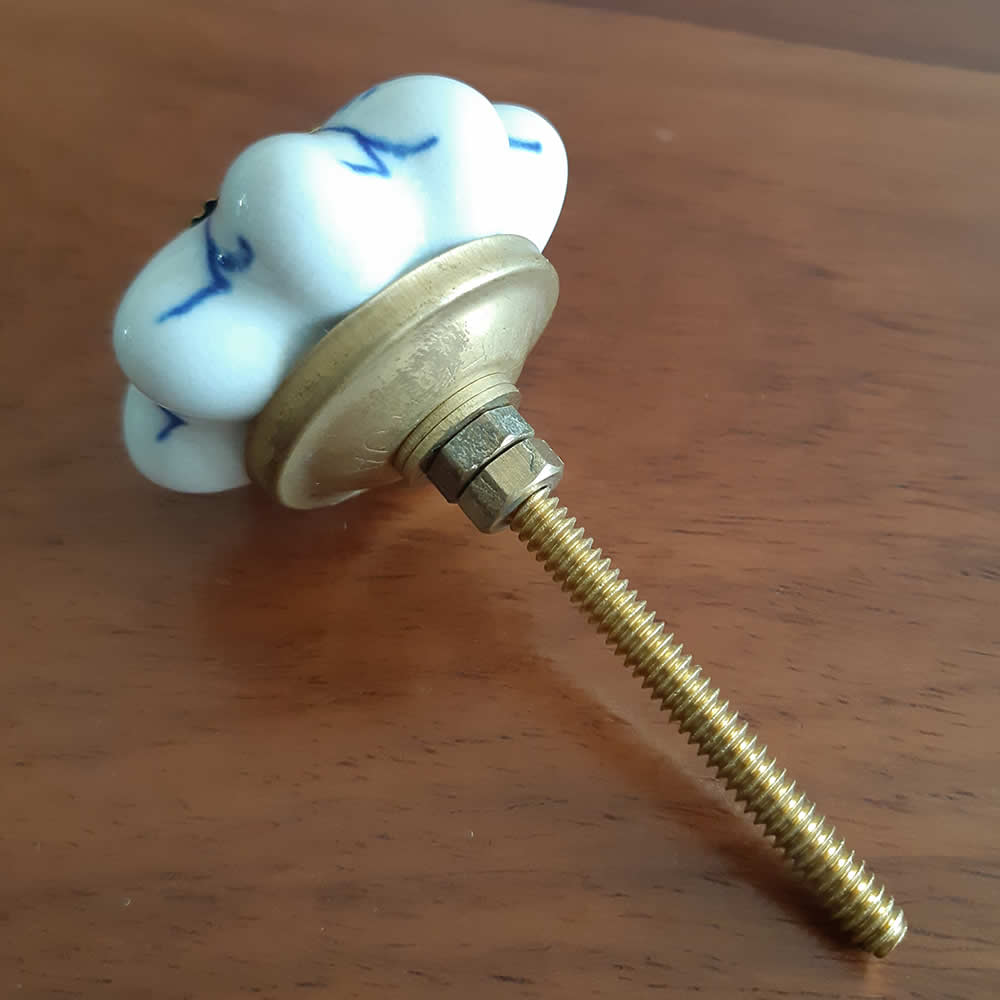 Ceramic Door Knob - White & Blue