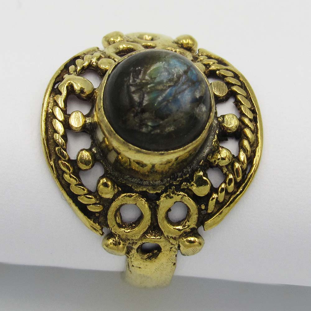 Ornate Ring with Black Bead