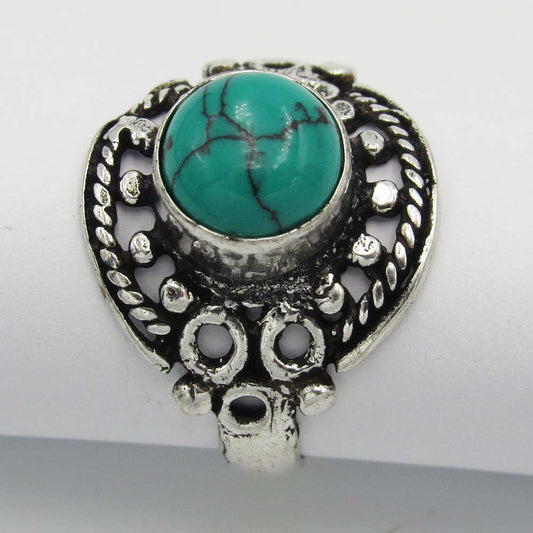 Ornate Ring with Turquoise Bead