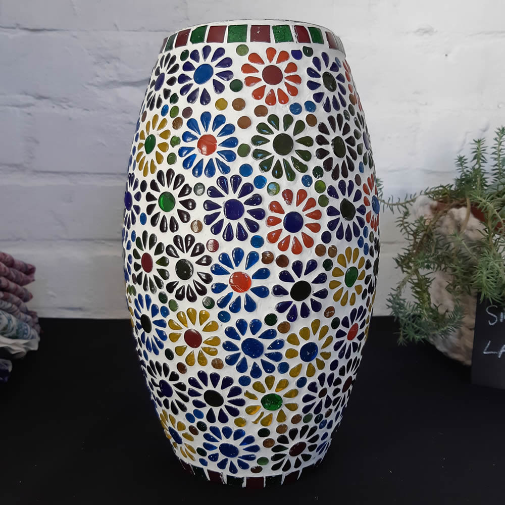 Table Lamp - Multi Colour Floral Mosaic