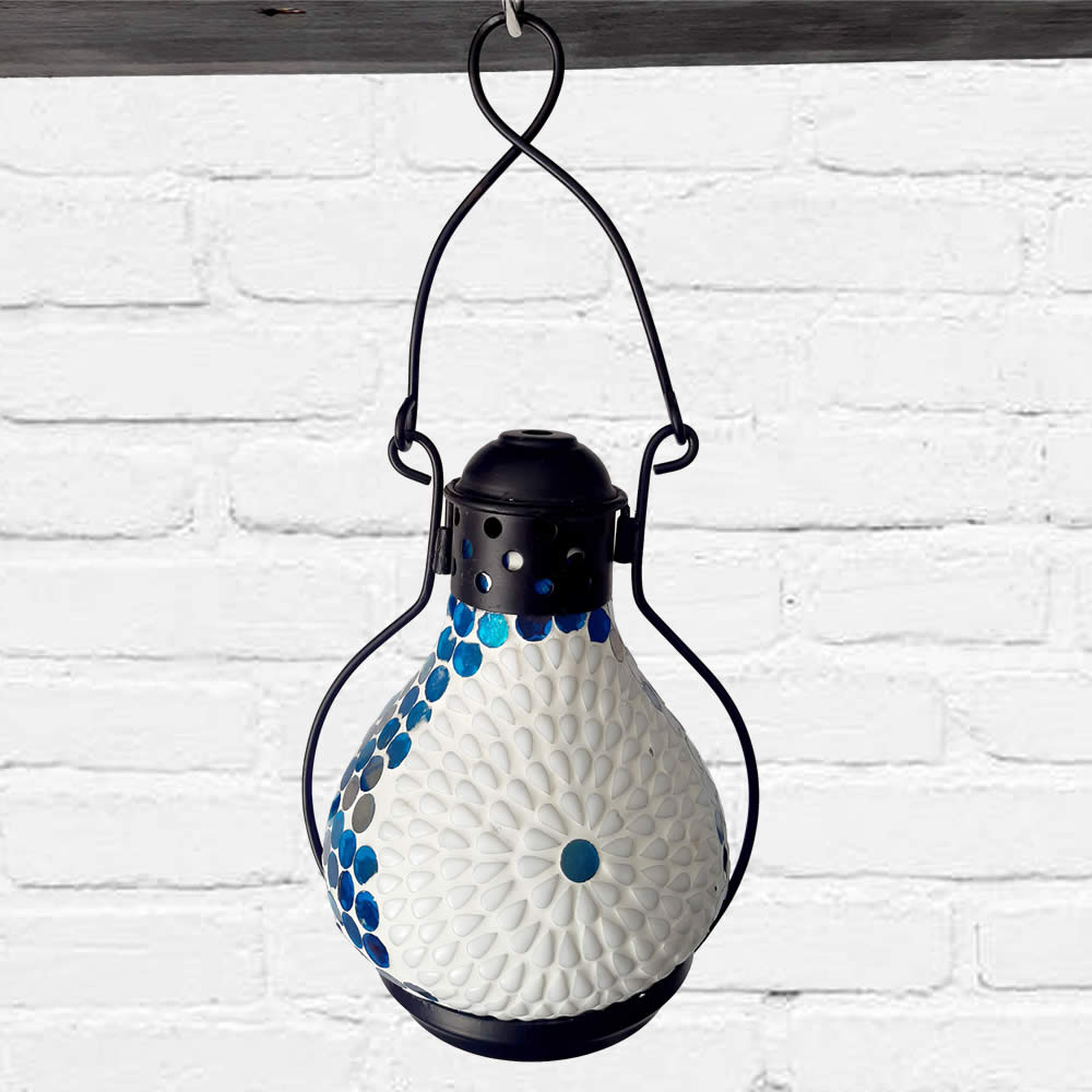 Lantern - White and Turquoise