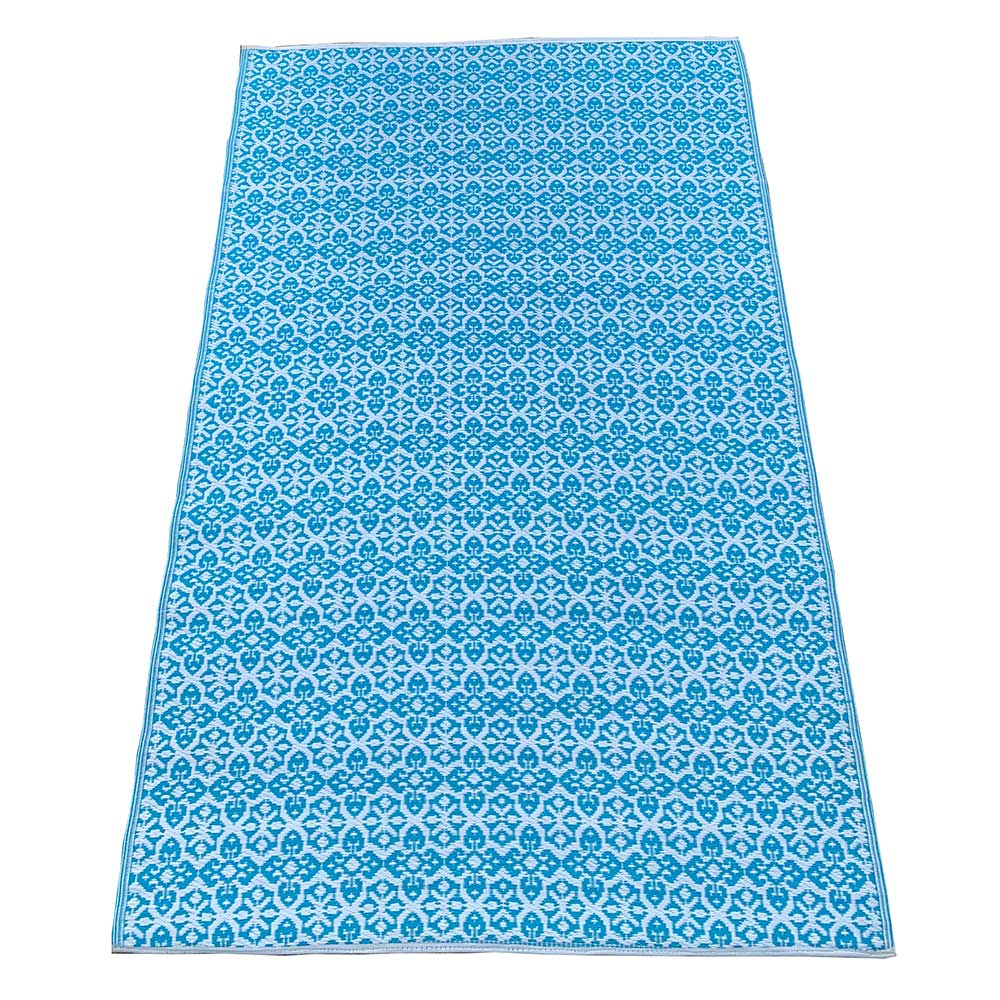 Carpets & Mats - Medium Turquoise & White Tiny Ogee Repeat Plastic Mat