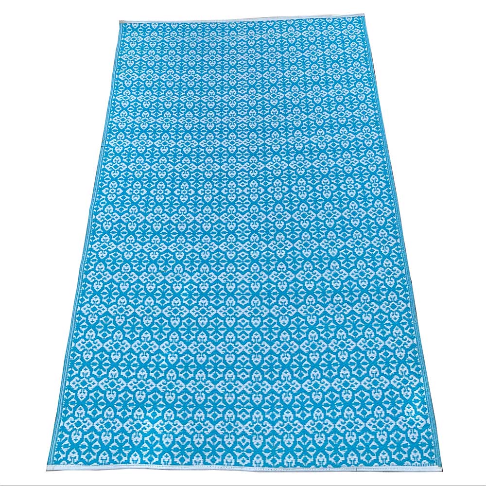 Carpets & Mats - Medium Turquoise & White Tiny Ogee Repeat Plastic Mat