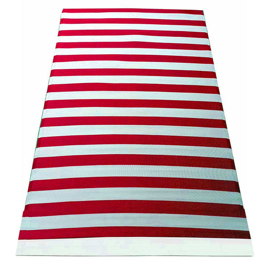 Carpets & Mats - Large Rolled Red & White Striped Plastic Mat