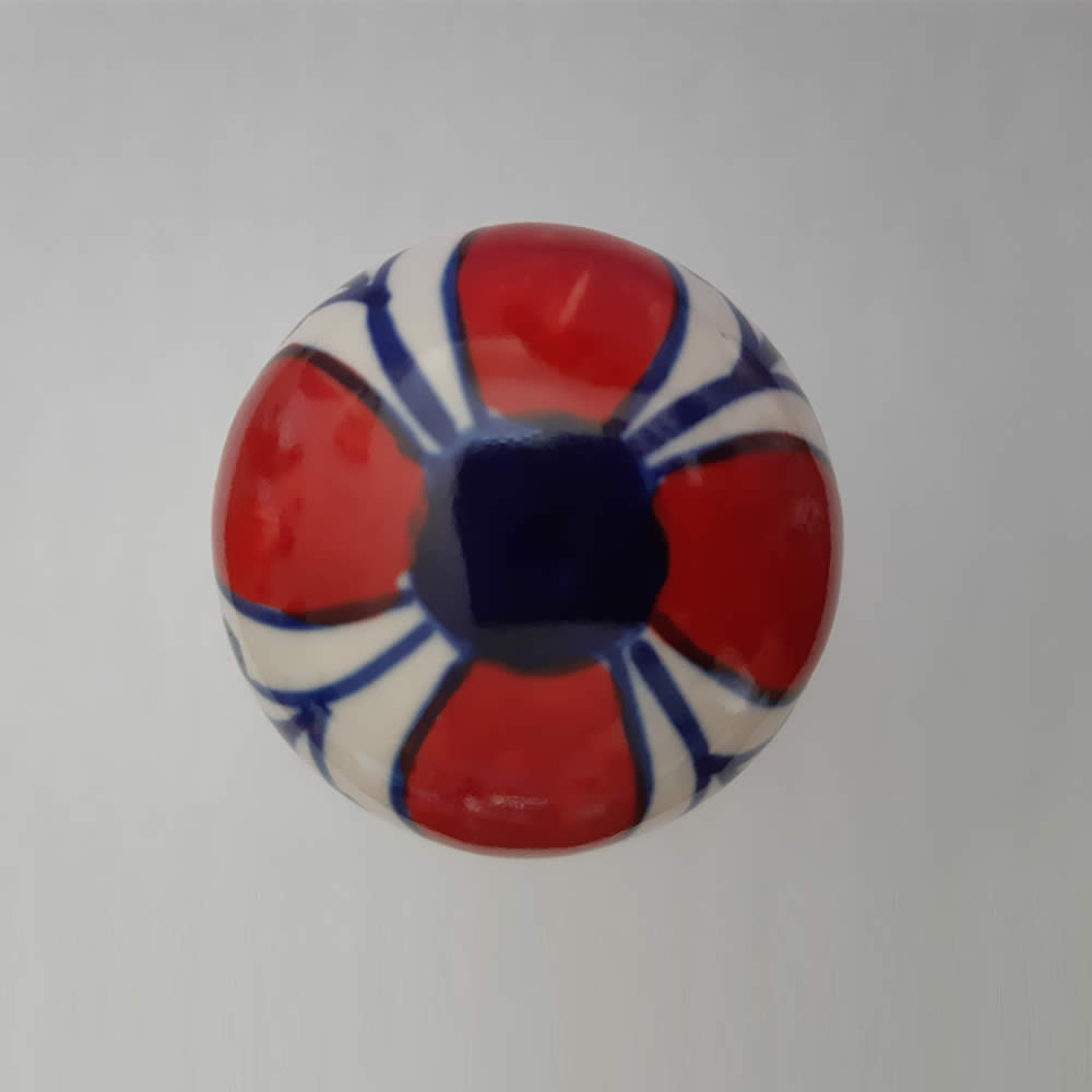 Wine Stopper - Blue and Red Flower