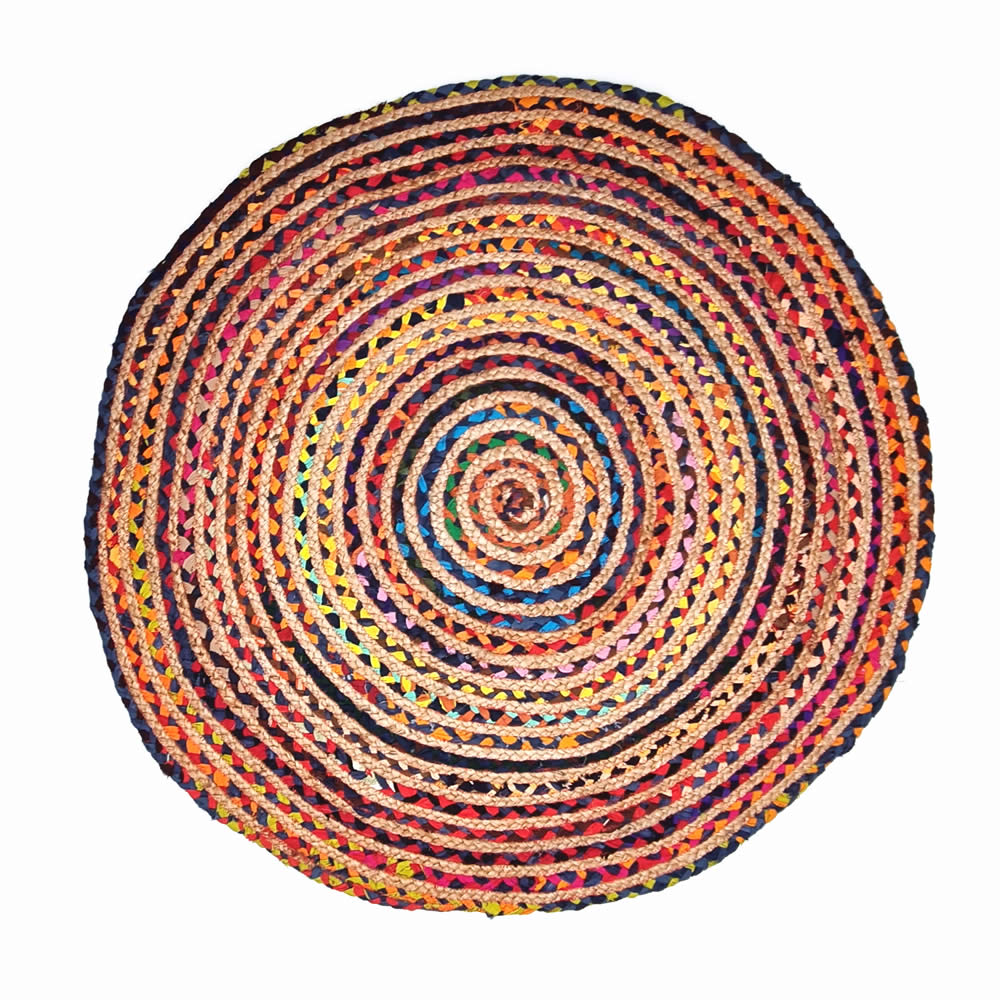 Multicoloured Round Jute Mat