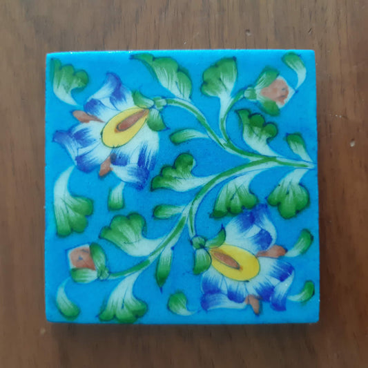 Tiles - Floral Design on Turquoise