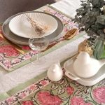 Tableware:Place Mat/Green and Pink