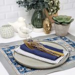 Tableware:Place Mat/Grey and Blue