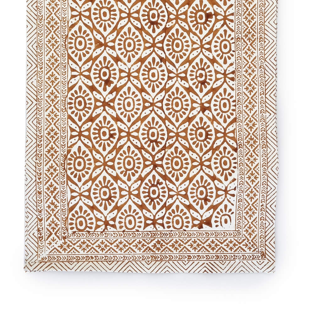 Table Runner – White & Gold Abstract Pattern