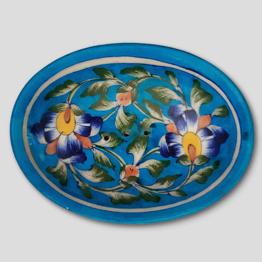 Soap Dish - Turquoise Floral Motif