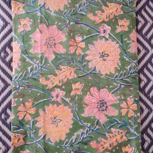 Fabric/Material:Fabric Green Orange Floral