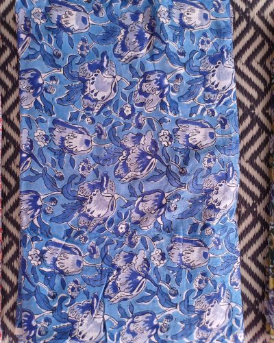 Fabric/Material:Fabric Blue Floral Grey - Appx 113cm Wide