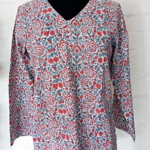 Women:Womens V-Neck - White with Red