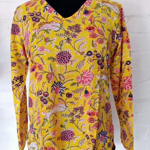 Women:Womens V-Neck - Yellow Floral