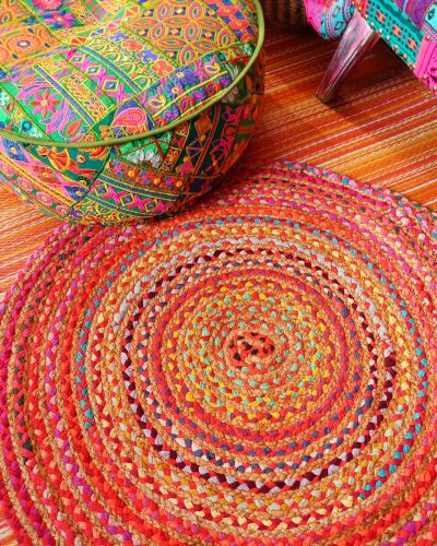 Round Red Jute Mat