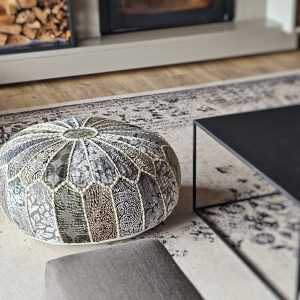 Pouff - Kali DN. Burnout Velvet with Mutter Lace | Polyester-Viscose-Cotton Filling - 60 x 20cm