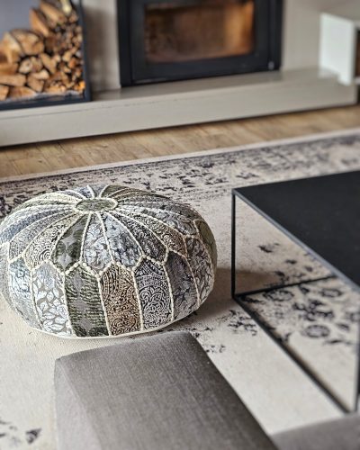 Pouff - Kali DN. Burnout Velvet with Mutter Lace | Polyester-Viscose-Cotton Filling - 60 x 20cm