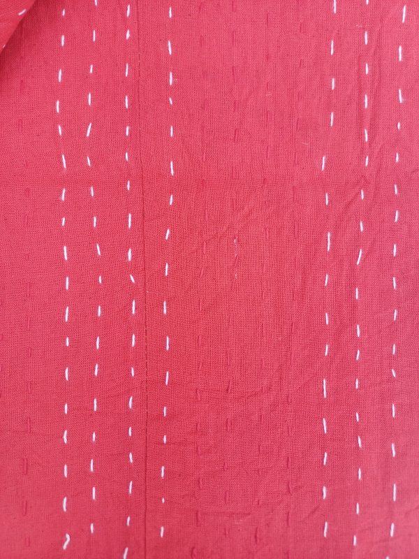 Bedspread Queen (Kantha) Screen Print Gudari (2 layer) - Red Floral - Image 4