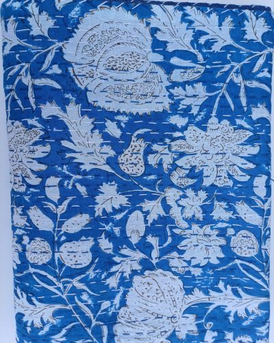 Bedspread Queen (Kantha) Screen Print Gudari (2 layer) - Blue White