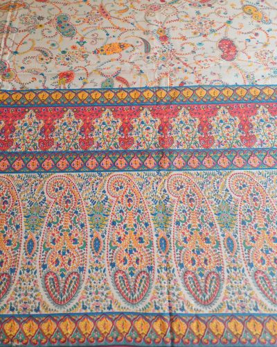 Bedspread Red Green Screen Print Paisley - King Size