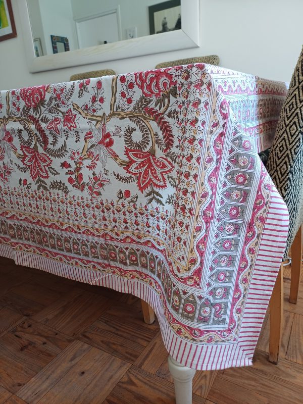 Table Cover Red Block Print Mughal - 4 Seater - 150cm x 150cm - Image 2