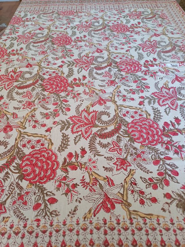 Table Cover Red Block Print Mughal - 4 Seater - 150cm x 150cm - Image 4