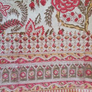 Table Cover Red Block Print Mughal - 4 Seater - 150cm x 150cm