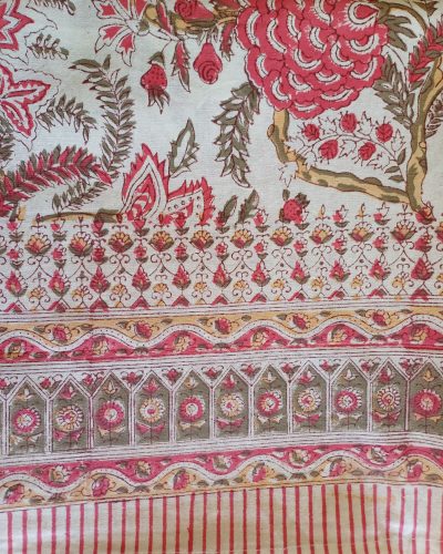 Table Cover Red Block Print Mughal - 4 Seater - 150cm x 150cm
