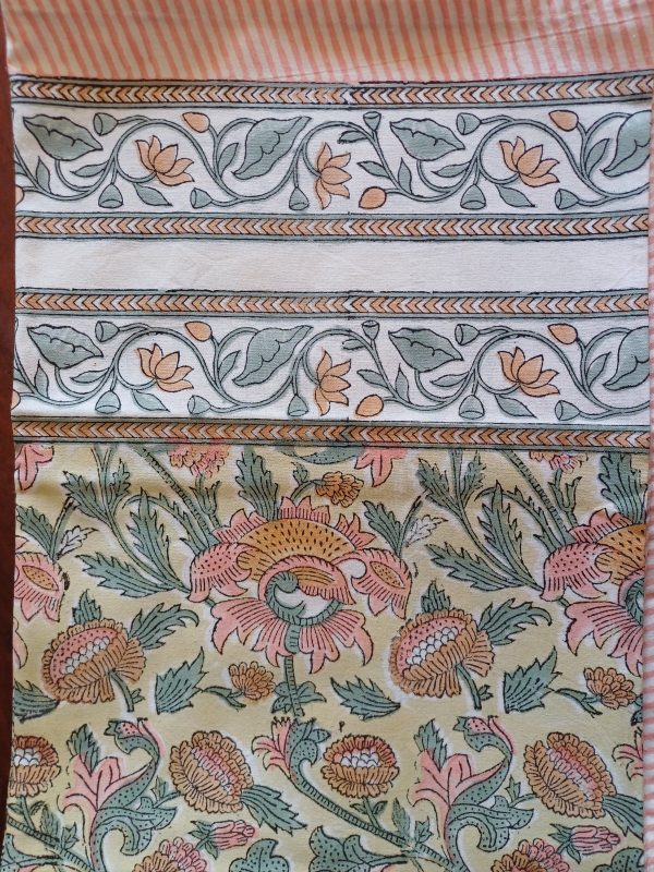 Table Cover Yellow Pink Block Print Mughal - 8 seater - Size: 150cm x 220cm - Image 3