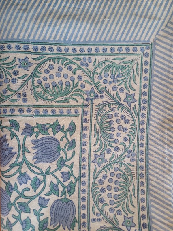 Table Cover Blues Block Print Mughal - 4 Seater - Size: 150cm x 150cm