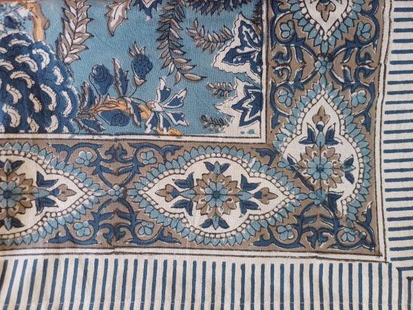 Table Cover Dark Blue Teal Block Print Mughal - 8 seater - Size: 150cm x 220cm - Image 5