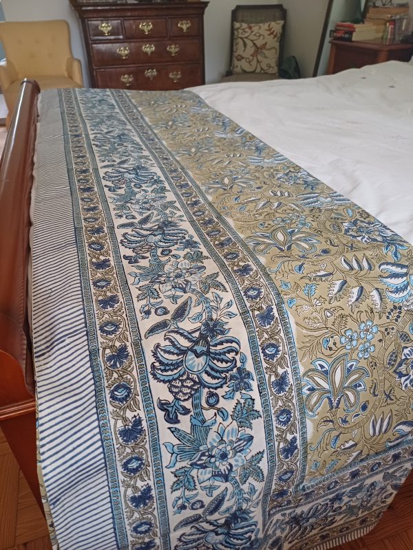 Bedspread Grey Gold Block Print Mughal - King size - Image 2