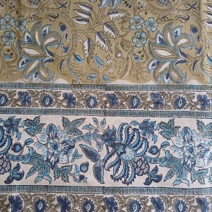Bedspread Grey Gold Block Print Mughal - King size