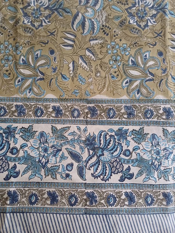 Bedspread Grey Gold Block Print Mughal - King size