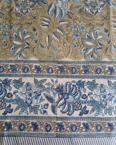 Bedspread Grey Gold Block Print Mughal - King size