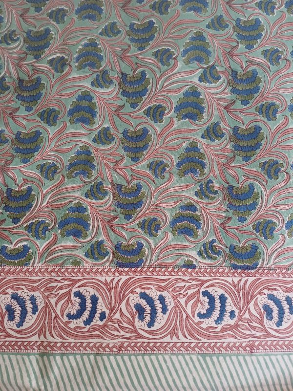 Bedspread Dark Grey Red Block Print Mughal - King size - Image 4