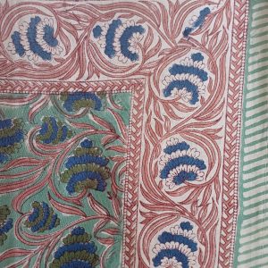 Bedspread Dark Grey Red Block Print Mughal - King size