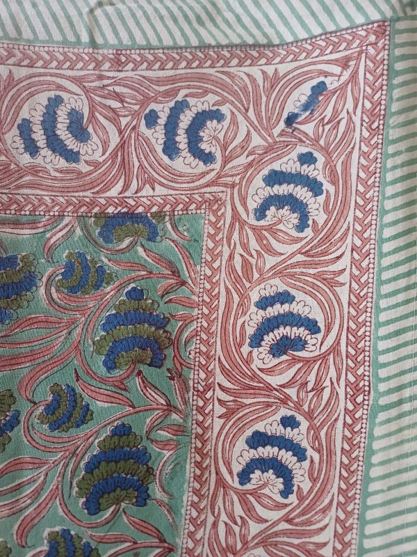 Bedspread Dark Grey Red Block Print Mughal - King size
