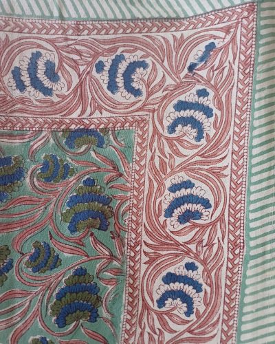 Bedspread Dark Grey Red Block Print Mughal - King size