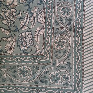 Bedspread Olive Block Print Mughal - King size