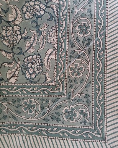 Bedspread Olive Block Print Mughal - King size