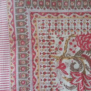 Bedspread Red Block Print Mughal - King size
